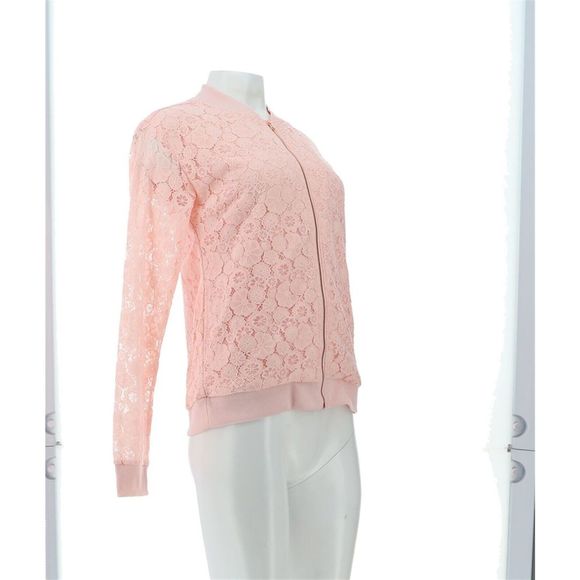 Isaac Mizrahi Lace Bomber Jacket Rosewater A485790I - Picture 8 of 9